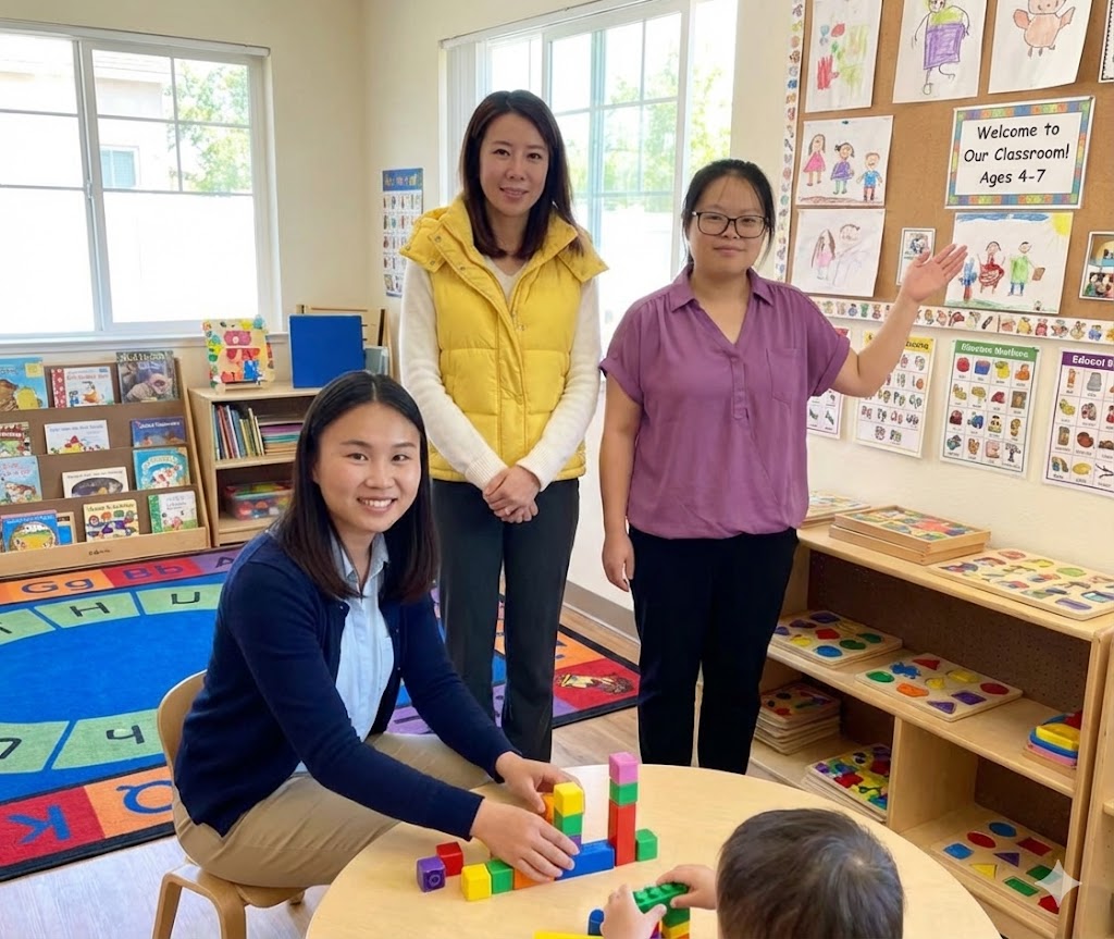 Didici Oakland team with children in classroom
